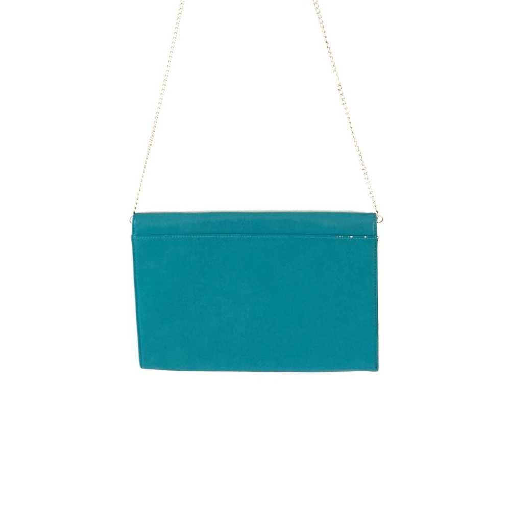 Teal Envelope Clutch with Chain Strap - Picture 4 of 4